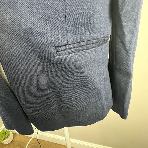 J Crew Navy Blue Open Front Blazer Jacket Size 8 Collarless - Picture 6 of 12